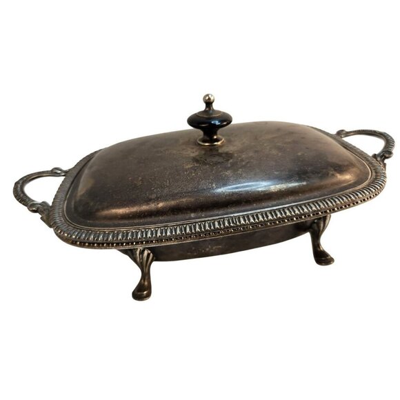 Charles Baller, Antique Silver-Plated Rectangular Serving Butter Dish With Lid & - Picture 4 of 10